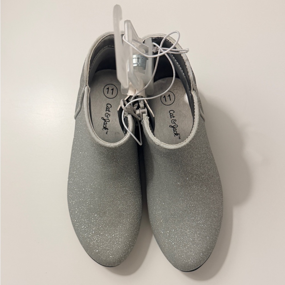 Cat & Jack Sparkly Silver Kids Boots - Picture 2 of 3